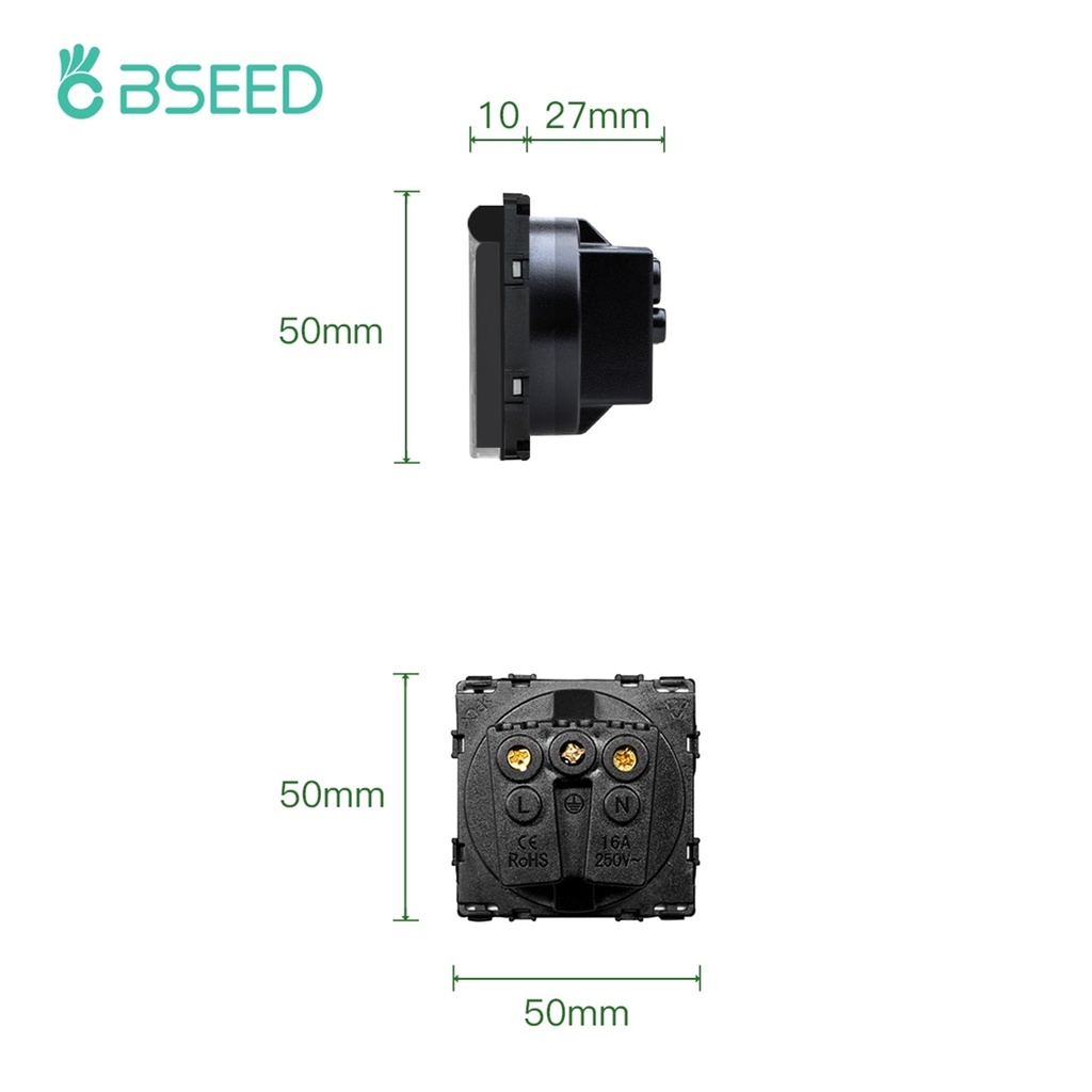 BSEED EU/FR konnektor funkciómodul USB és USB-C töltővel, üvegkeret nélkül 1