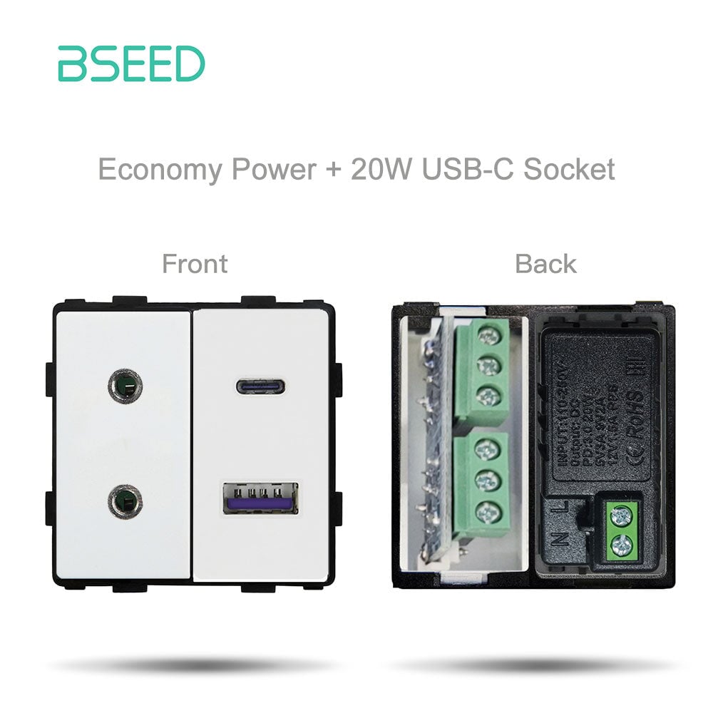 BSEED funkciómodulok (betétek): konnektor, USB-C, TV/SAT, adat- és kapcsolómodul 1