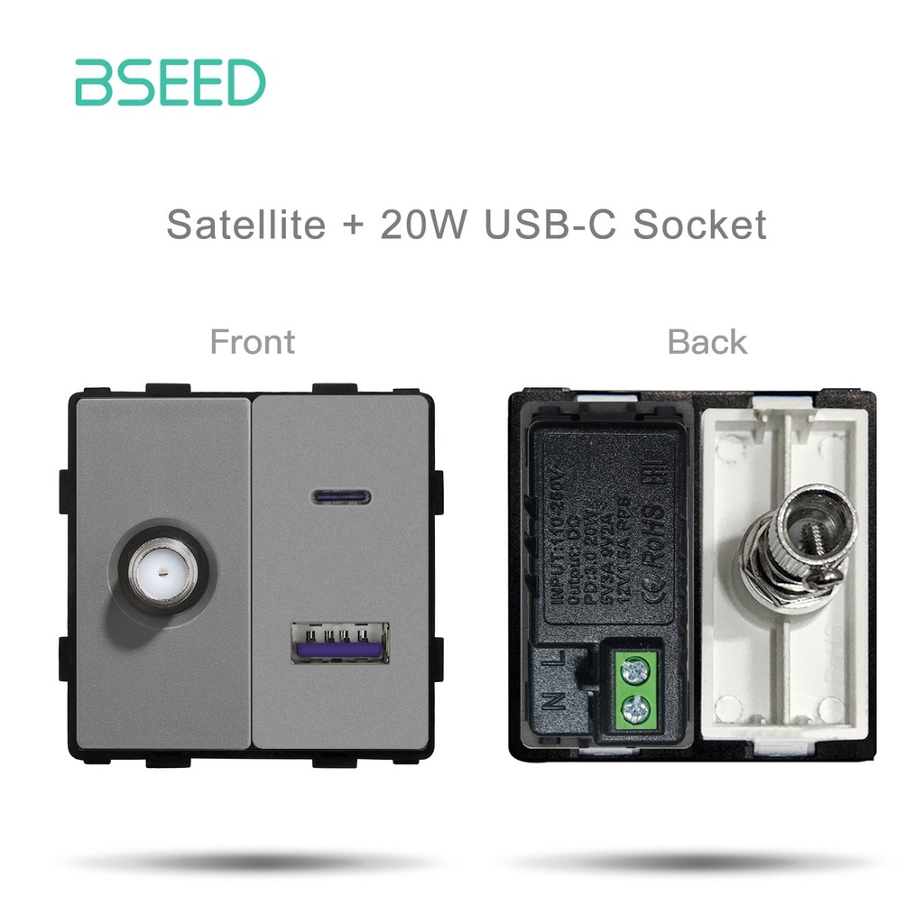 BSEED funkciómodulok (betétek): konnektor, USB-C, TV/SAT, adat- és kapcsolómodul 10