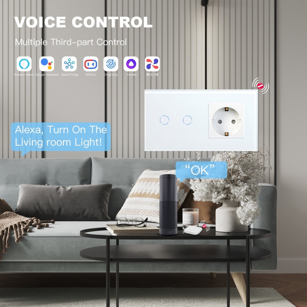 BSEED Zigbee-s érintős villanykapcsoló (nullvezeték nélkül) EU konnektorral 2