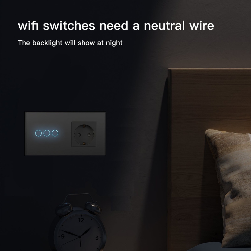 BSEED Zigbee-s érintős villanykapcsoló (nullvezeték nélkül) EU konnektorral 10