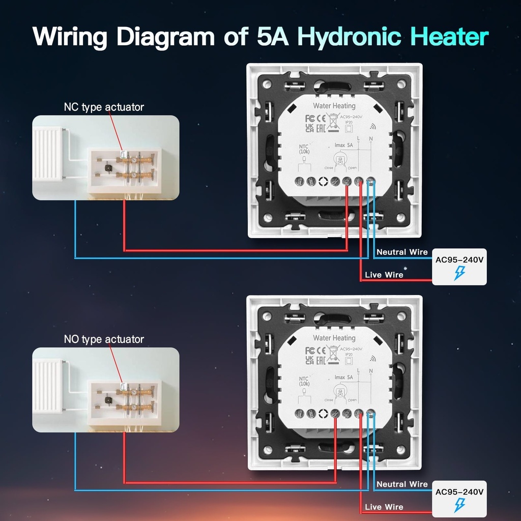 BSEED Wifi-s programozható okos termosztát padló- és vizes fűtéshez, kazánhoz 9