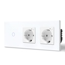 BSEED Wifi-s érintős villanykapcsoló dupla EU konnektorral, 228 mm-es üveg előlap 14