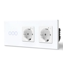 BSEED Wifi-s érintős villanykapcsoló dupla EU konnektorral, 228 mm-es üveg előlap 18
