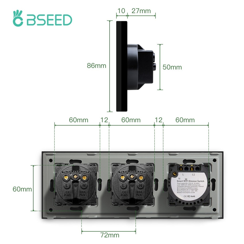 BSEED Wifi-s okos fényerő-szabályzó EU konnektorral, 228 mm, fehér 7