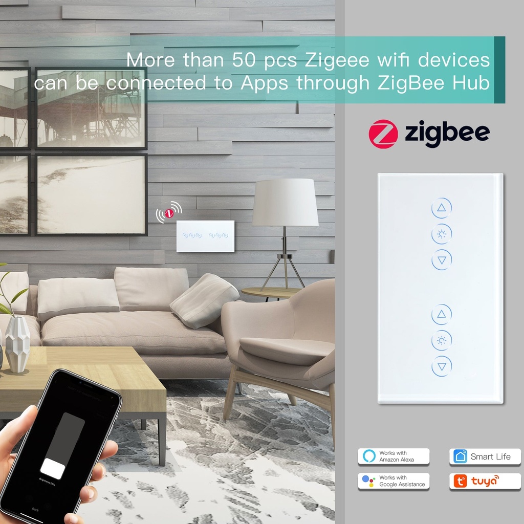BSEED Zigbee dupla érintős fényerő-szabályzó, üveg előlap 2