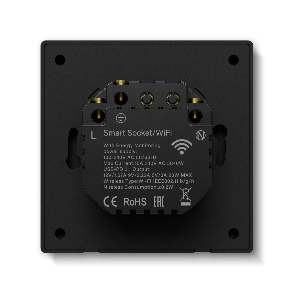 BSEED Scale Wifi-s okos EU konnektor 20W USB-C gyorstöltővel, fogyasztásméréssel 1