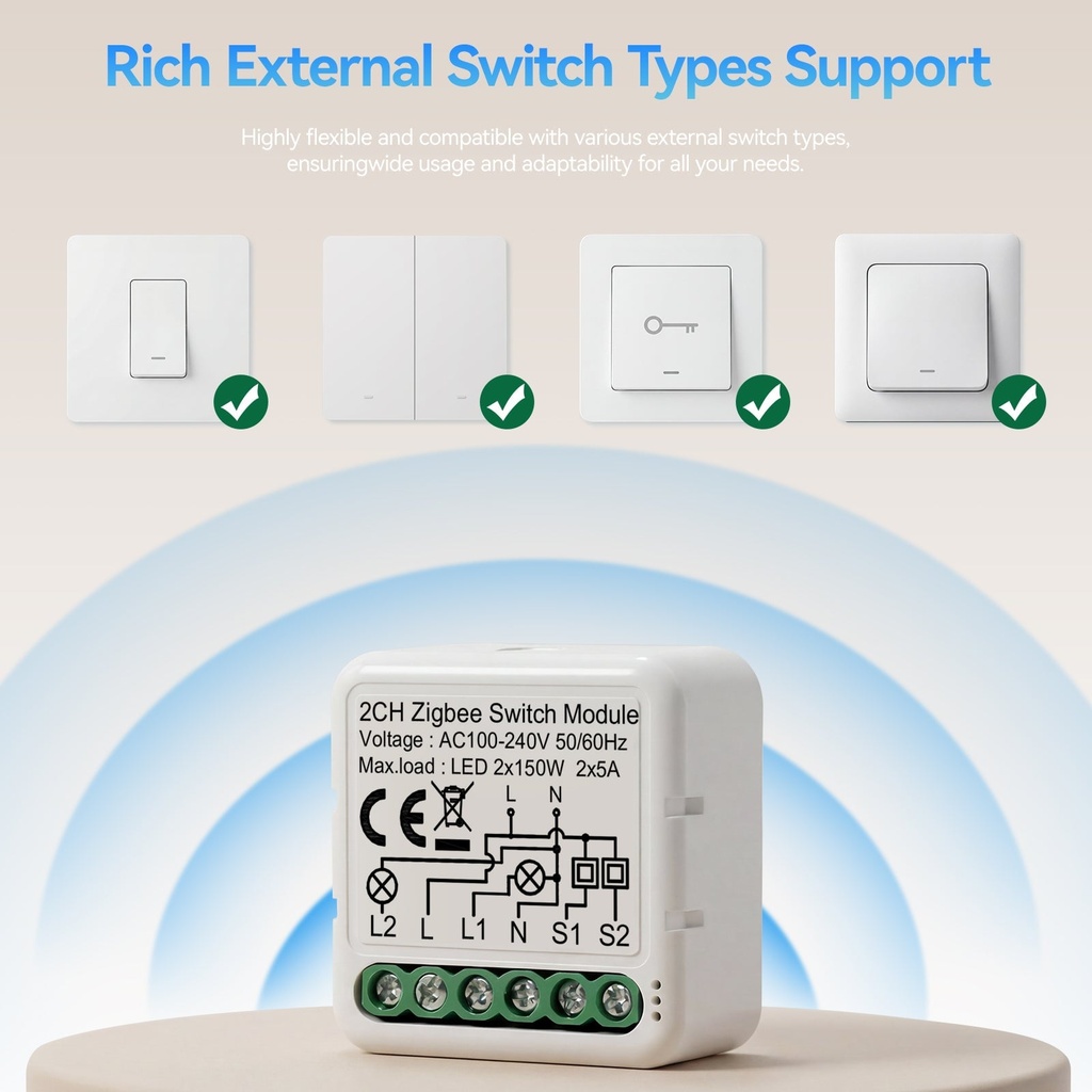 BSEED Zigbee okos kapcsolómodul hagyományos fali kapcsolókhoz 1