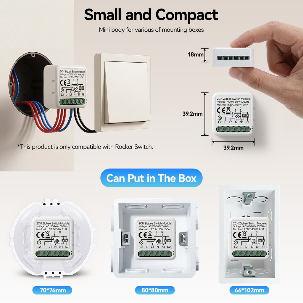 BSEED Zigbee okos kapcsolómodul hagyományos fali kapcsolókhoz 2