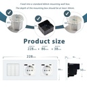 BSEED villanykapcsoló dupla EU konnektorral és USB-C gyorstöltővel, 228 mm 5