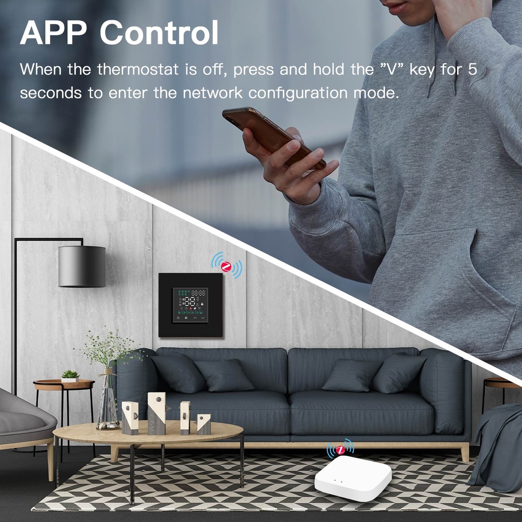 BSEED Zigbee érintős LED kijelzős padlófűtés-termosztát 2