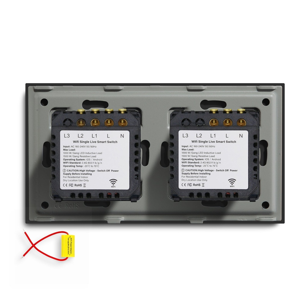 BSEED Wifi-s dupla érintős villanykapcsoló nullvezeték nélkül, 157 mm 16