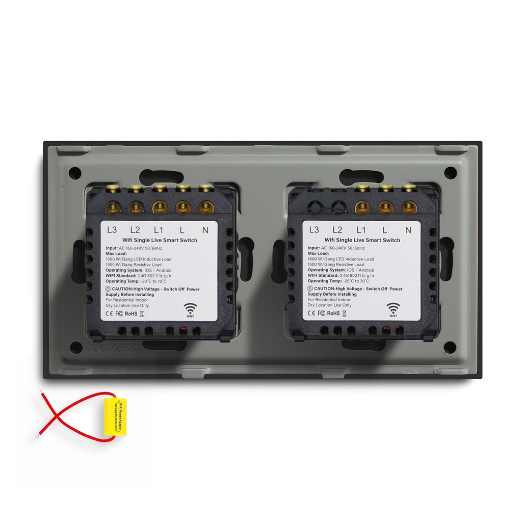 BSEED Wifi-s dupla érintős villanykapcsoló nullvezeték nélkül, 157 mm 18