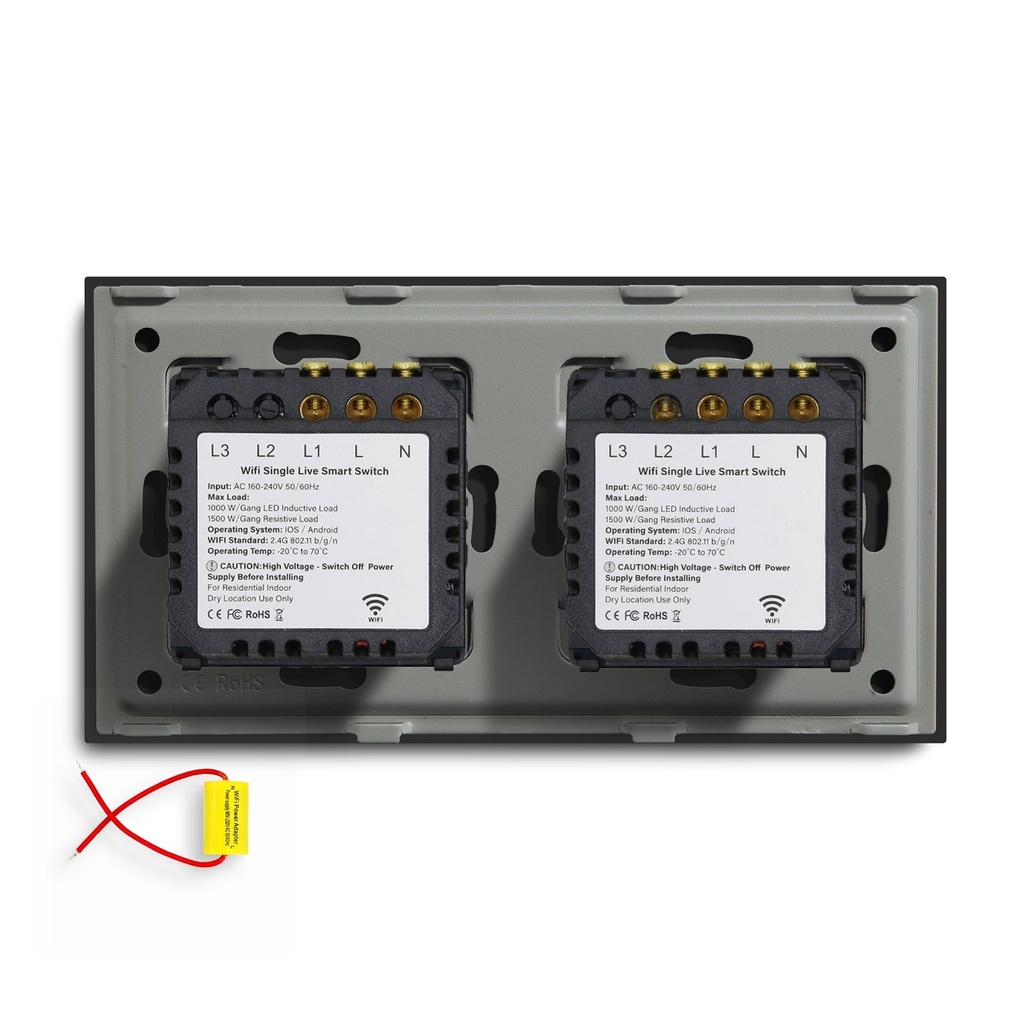 BSEED Wifi-s dupla érintős villanykapcsoló nullvezeték nélkül, 157 mm 20