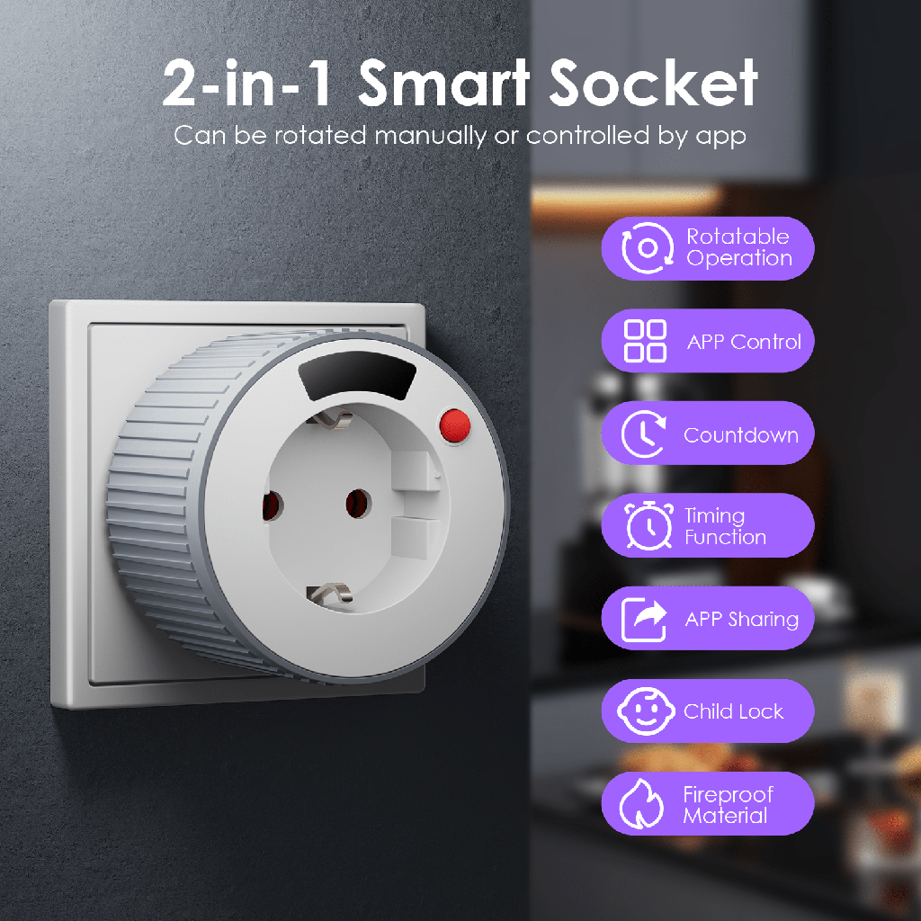 BSEED Wifi-s okos konnektor adapter időzítővel, Alexa és Google kompatibilis 1
