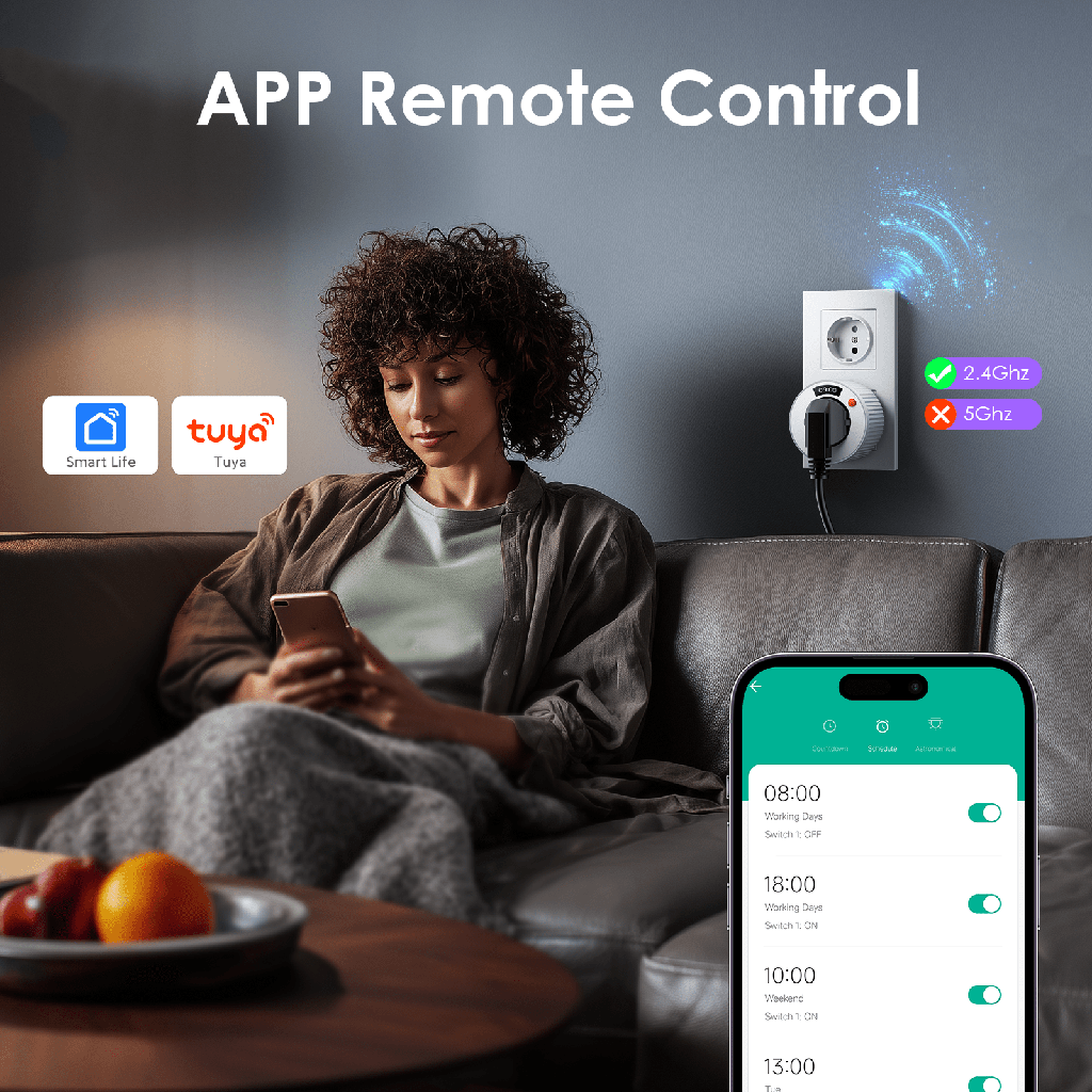 BSEED Wifi-s okos konnektor adapter időzítővel, Alexa és Google kompatibilis 3