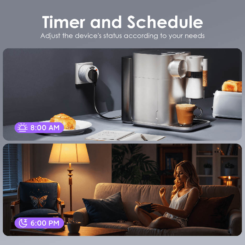 BSEED Wifi-s okos konnektor adapter időzítővel, Alexa és Google kompatibilis 4