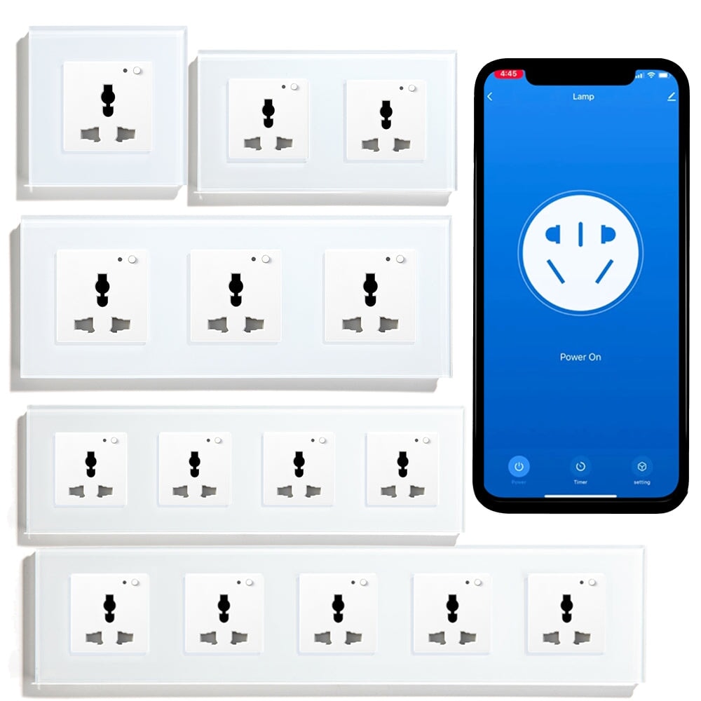 BSEED Wifi-s multifunkciós okoskonnektor, üveg előlap, 1–4 dugalj 1
