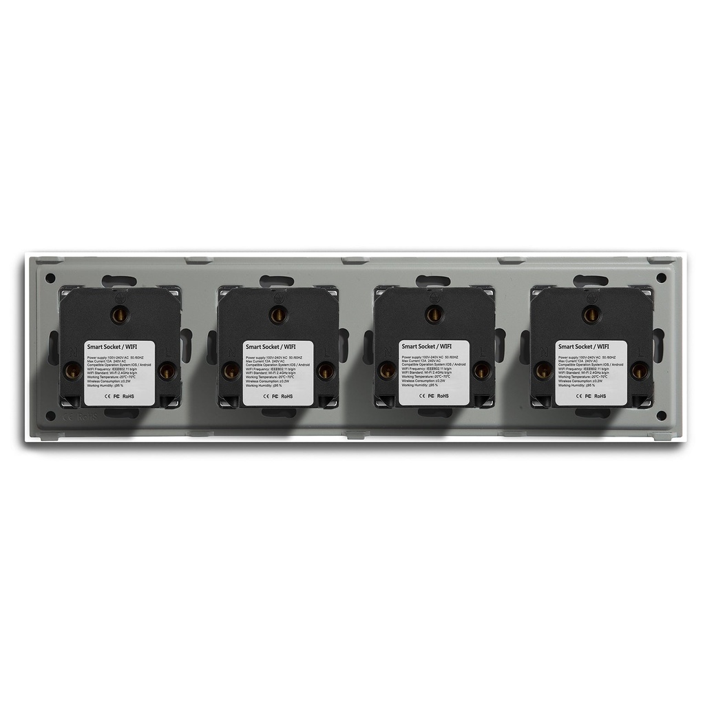BSEED Wifi-s multifunkciós okoskonnektor, üveg előlap, 1–4 dugalj 20