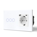 BSEED Wifi-s érintős villanykapcsoló EU konnektorral, USB-A és USB-C töltővel 18