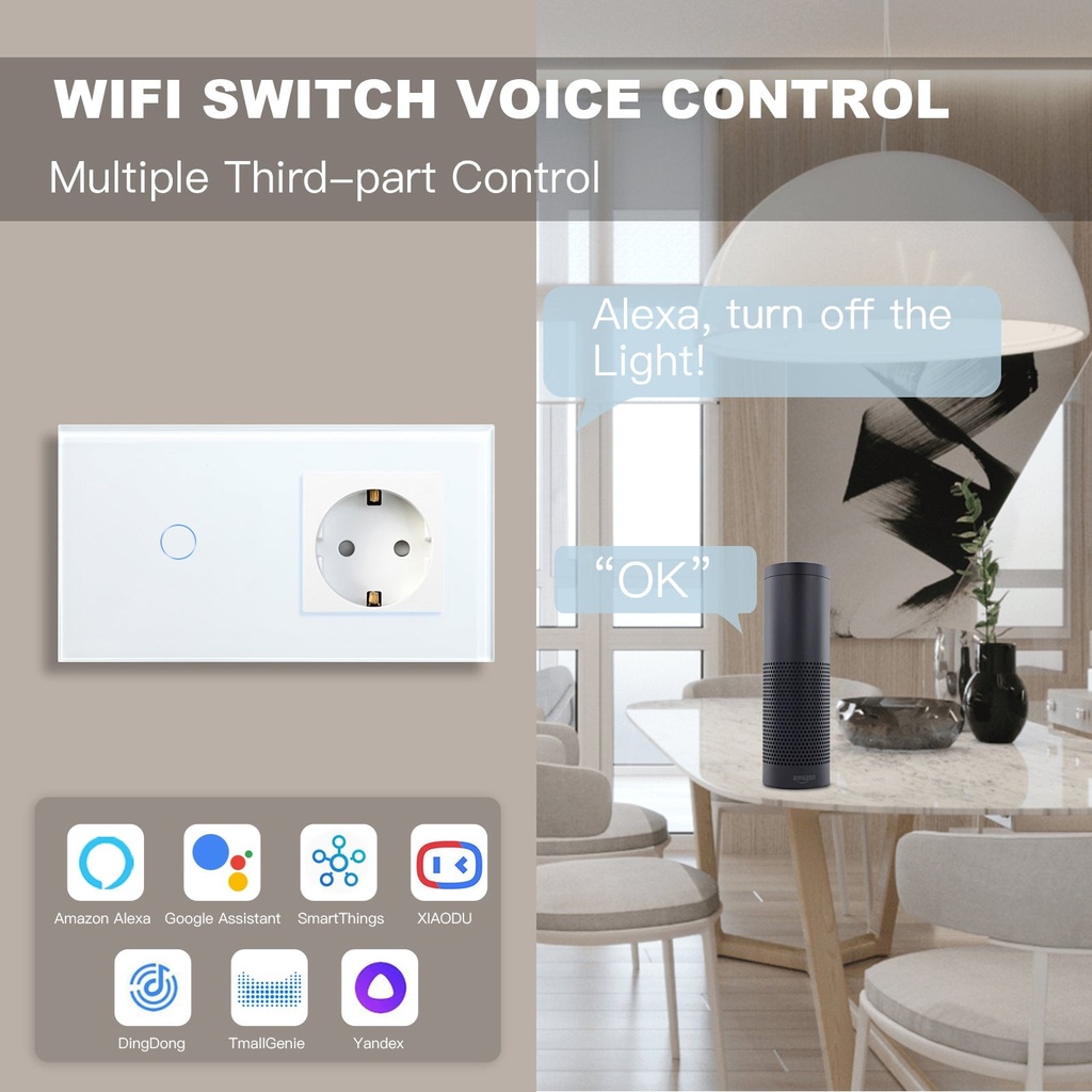 BSEED Wifi-s okos villanykapcsoló EU konnektorral, csoportvezérléssel 8