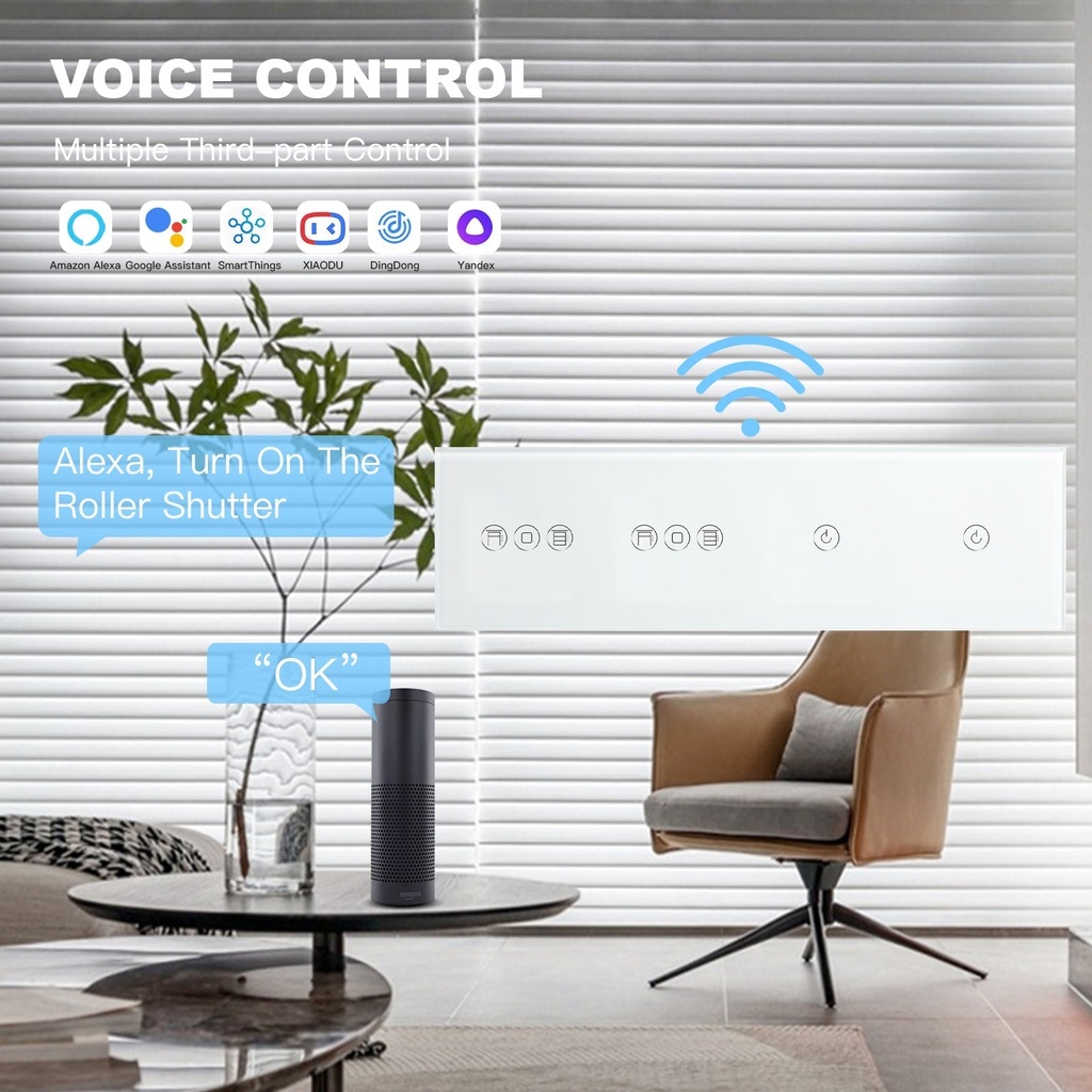 BSEED Wifi-s hármas villanykapcsoló redőnykapcsolóval, 299 mm 1
