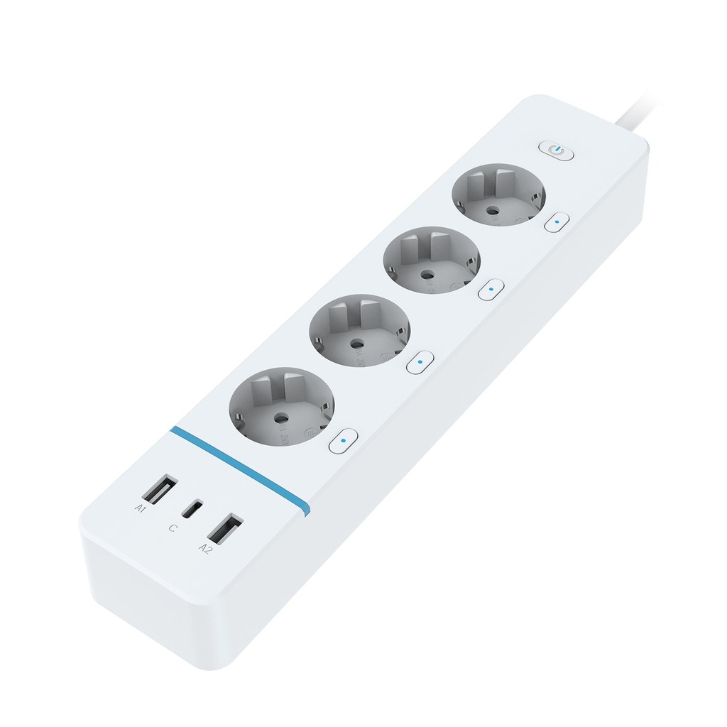BSEED Wifi-s okos elosztó 4 külön vezérelhető aljzattal, fogyasztásméréssel, 30W USB/Type-C 9