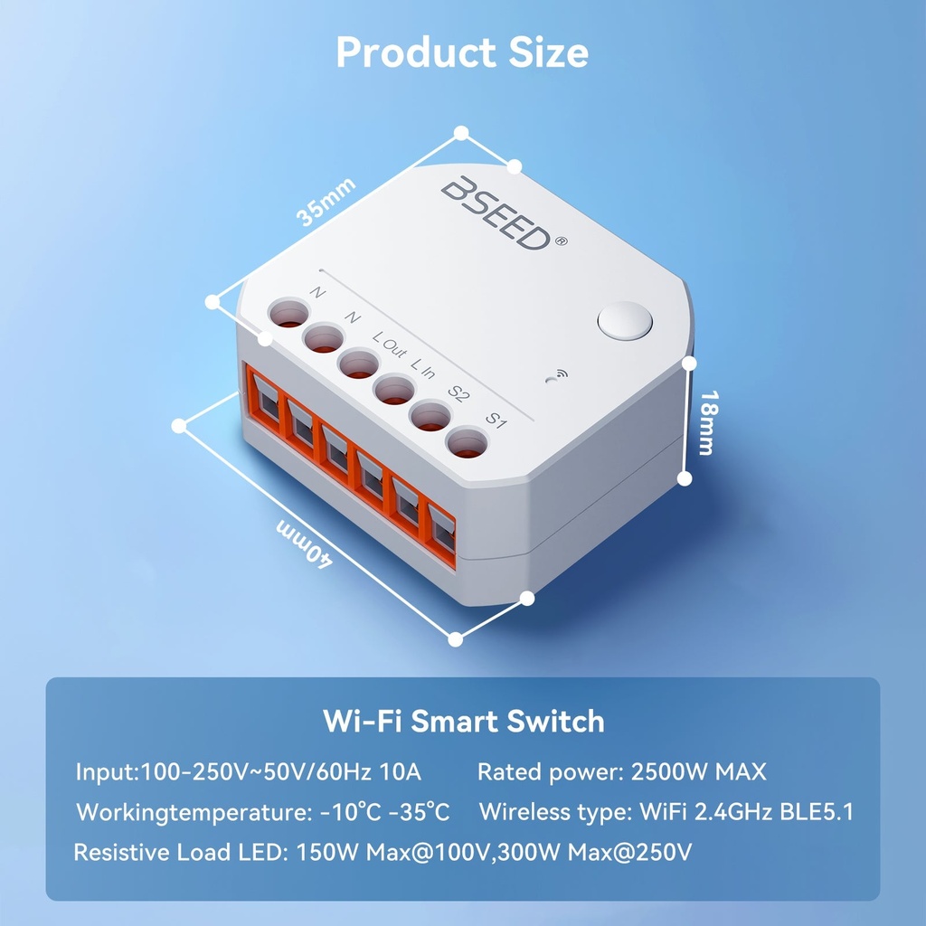 BSEED Wifi-s okos kapcsolómodul, Tuya kompatibilis 8