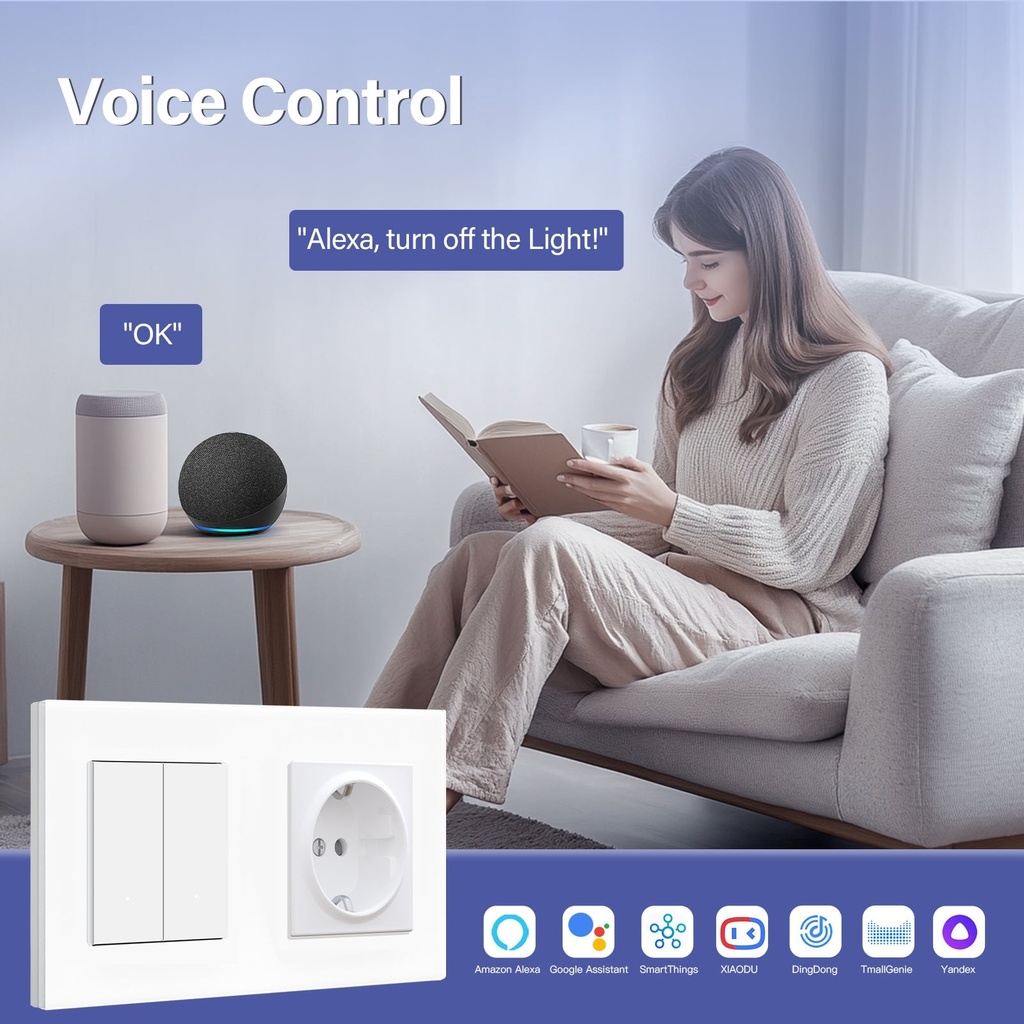 BSEED Zigbee okos villanykapcsoló (nullvezetékes) EU (F típusú) konnektorral 9