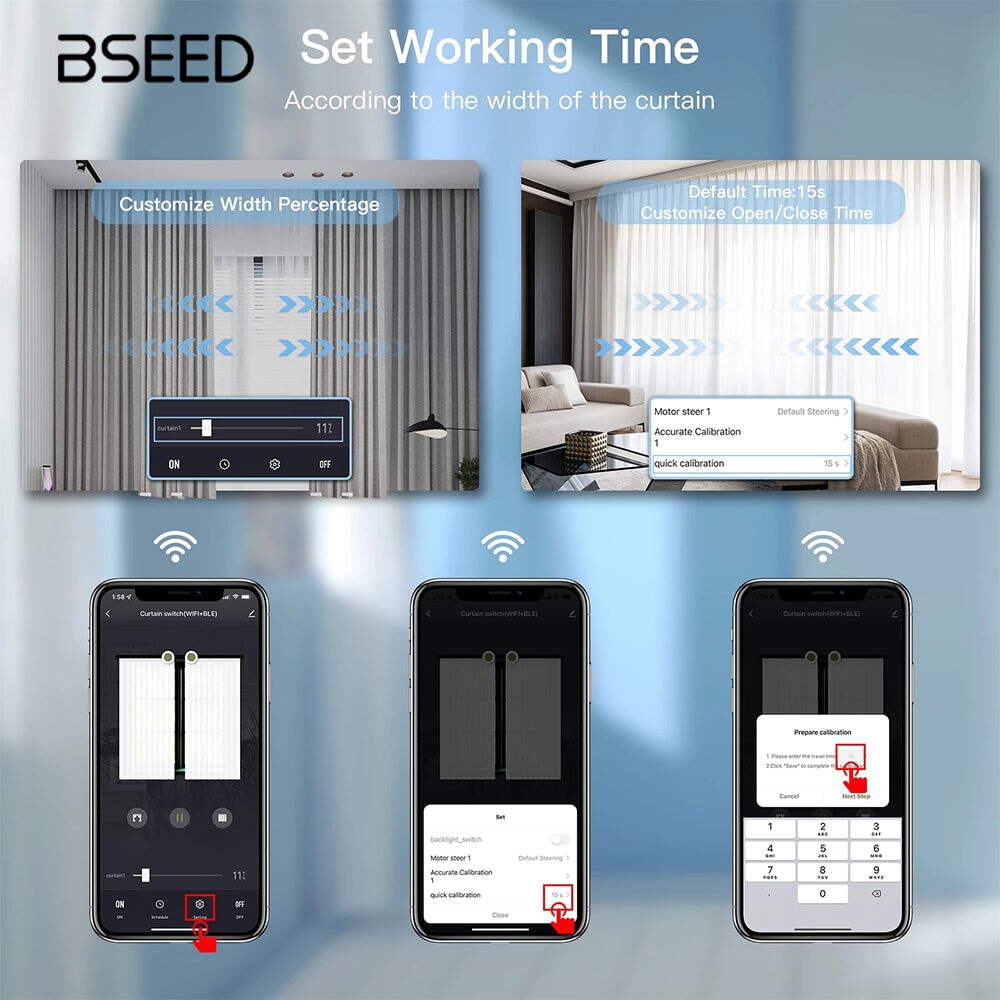BSEED Wifi-s okos függönykapcsoló, üveg előlap 4