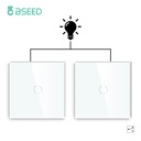 BSEED érintős kétutas (váltó) kapcsoló nullvezeték nélkül, üveg előlap, 2 db 1