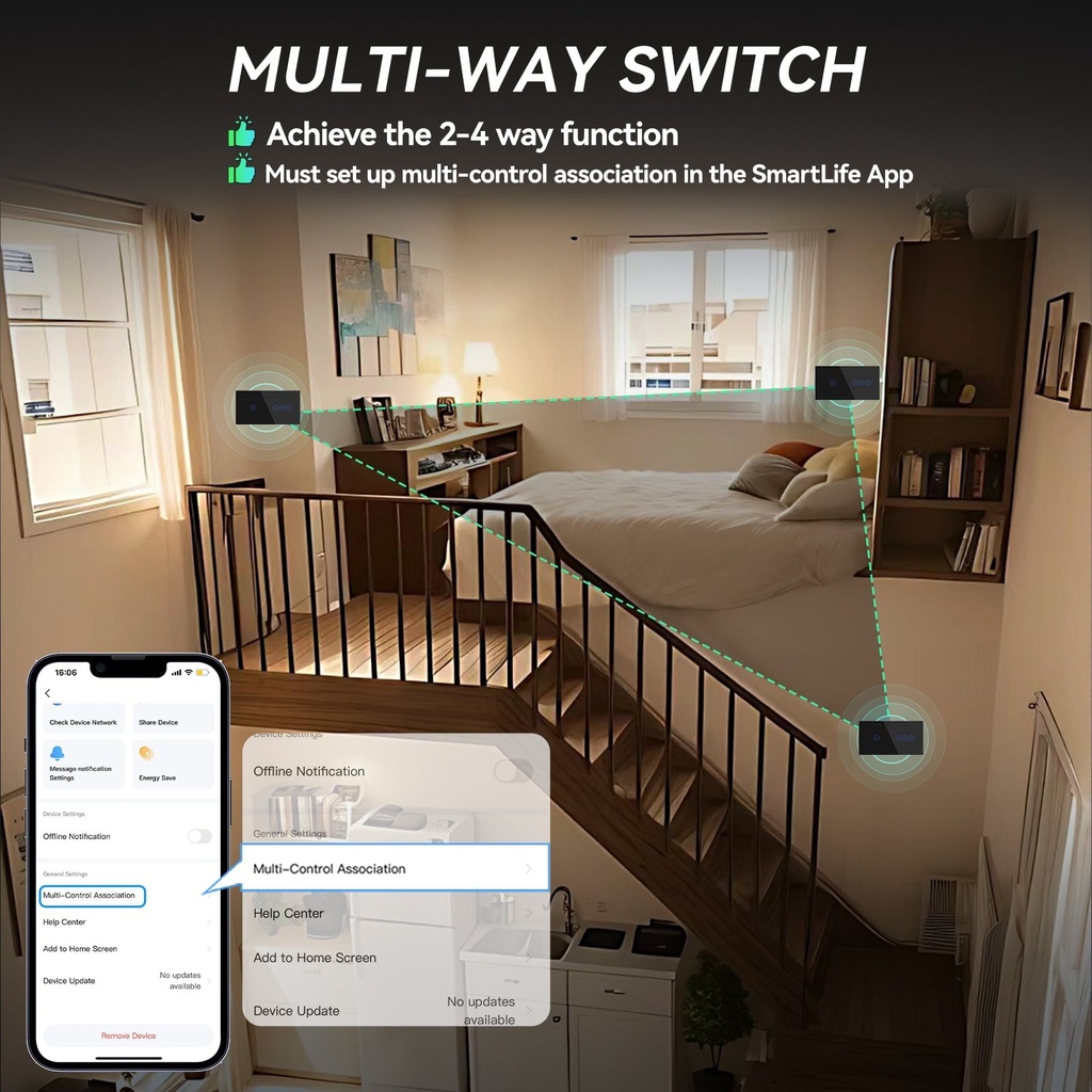BSEED Wifi-s érintős villanykapcsoló fényerő-szabályzóval, 157 mm-es üveg előlap 8