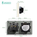 BSEED Wifi-s érintős redőnykapcsoló hagyományos EU konnektorral, 157 mm 2