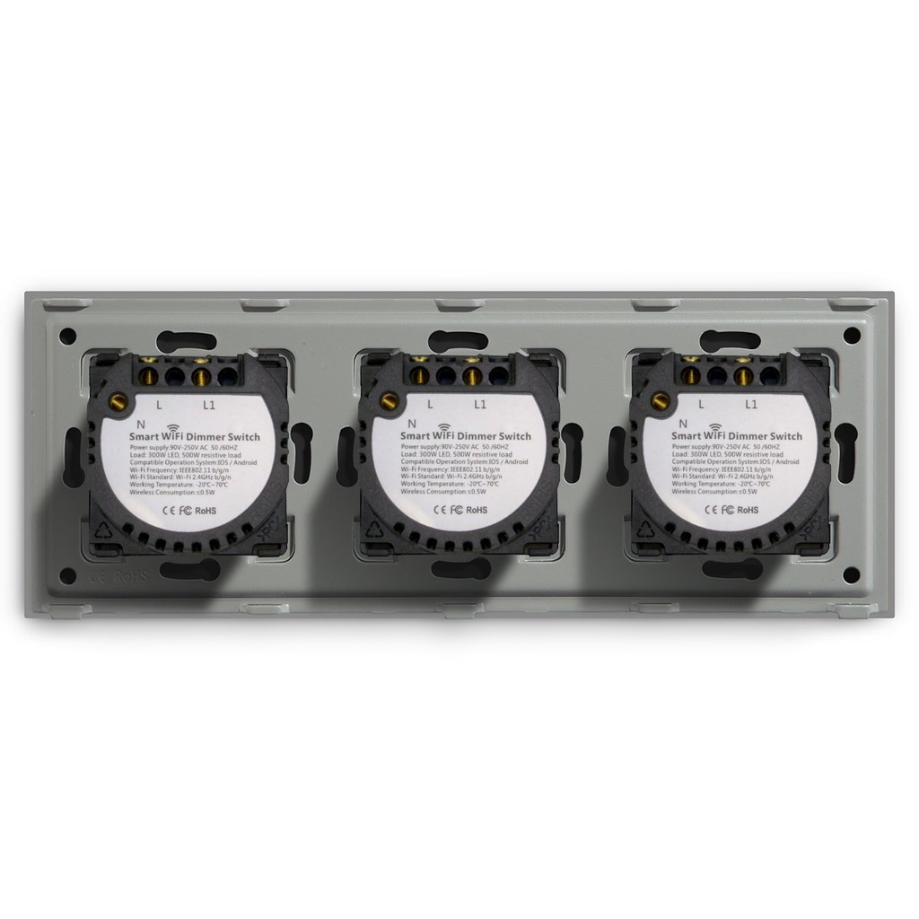 BSEED Wifi-s érintős hármas redőnykapcsoló, 228 mm-es kristályüveg panel 13