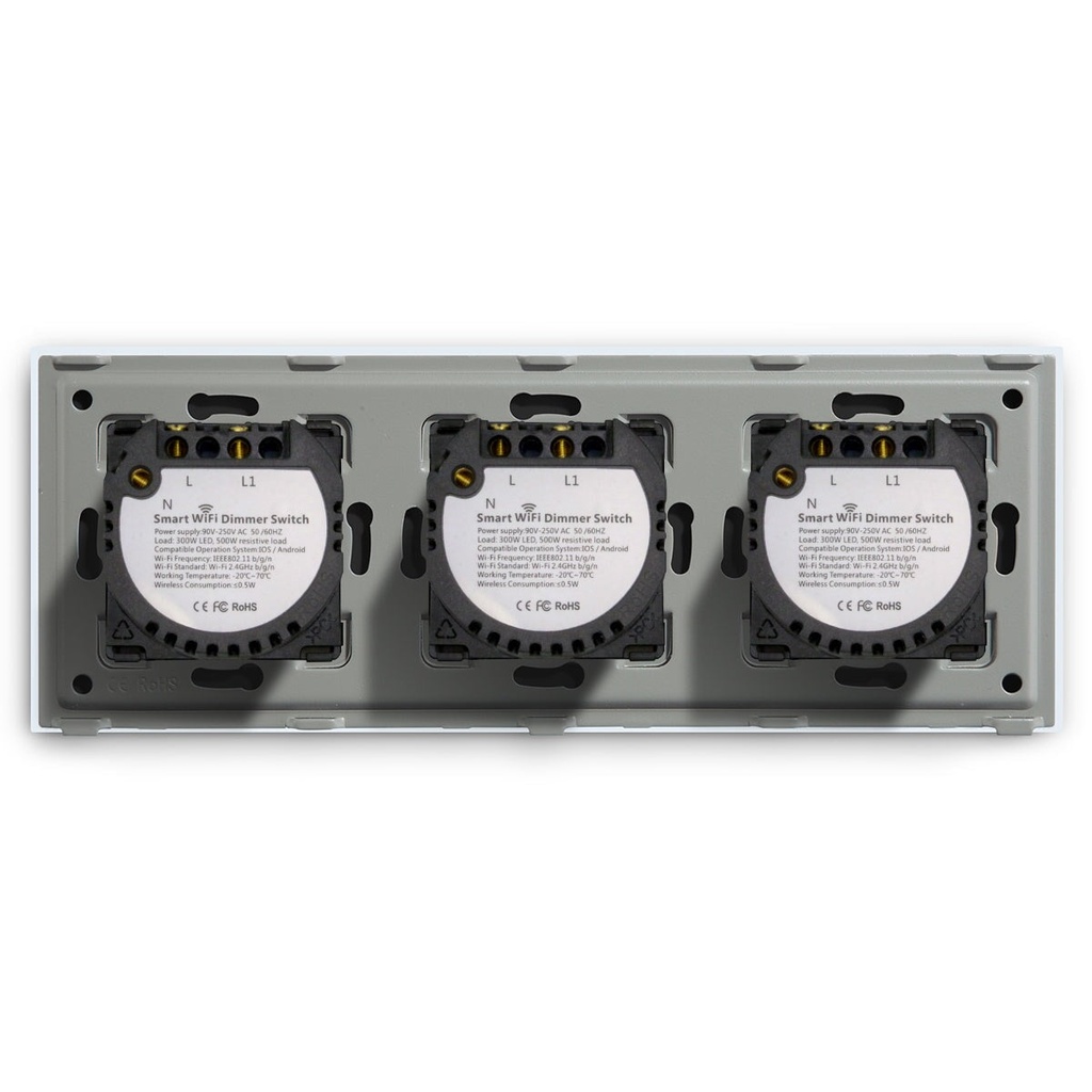 BSEED Wifi-s érintős hármas redőnykapcsoló, 228 mm-es kristályüveg panel 15
