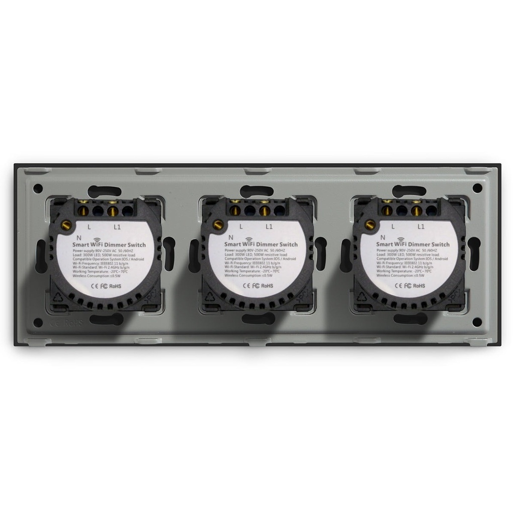 BSEED Wifi-s érintős hármas redőnykapcsoló, 228 mm-es kristályüveg panel 17
