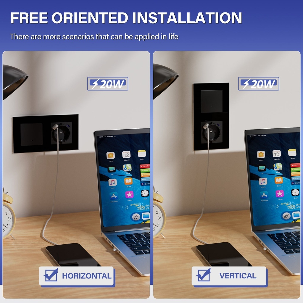 BSEED Zigbee okos villanykapcsoló (nullvezetékes) konnektorral, 20W-os USB-C töltővel 10