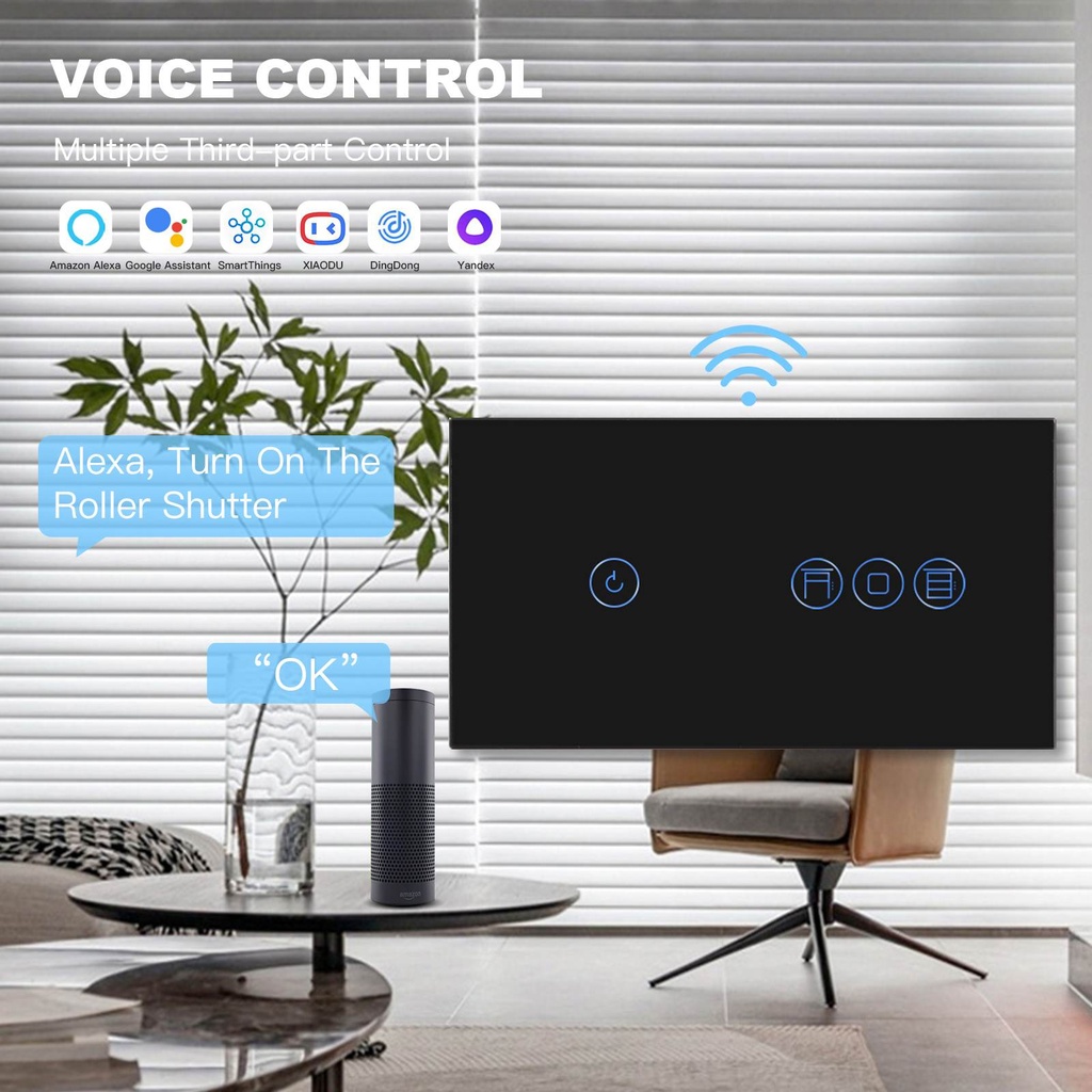 BSEED Wifi-s érintős villanykapcsoló redőnykapcsolóval, üveg előlap 7