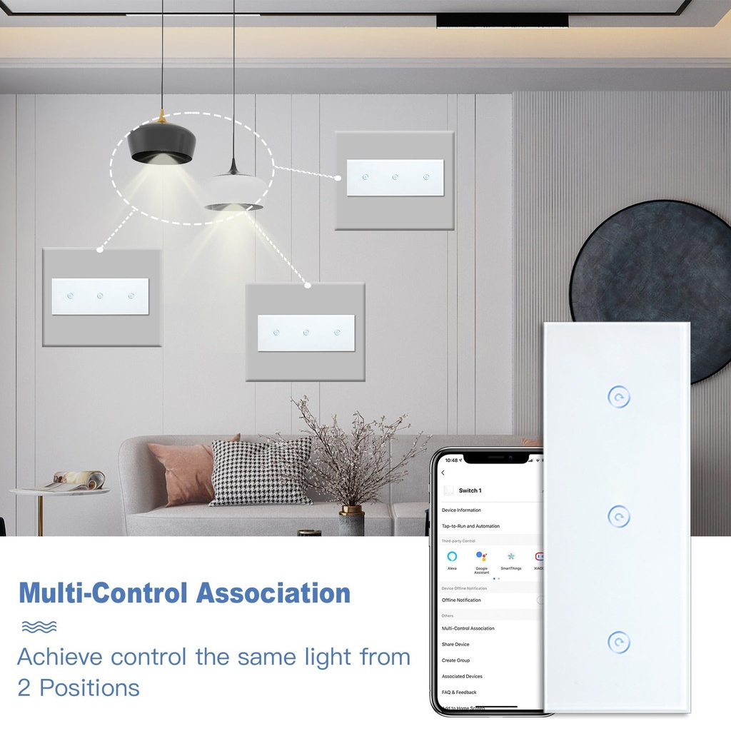 BSEED hármas Zigbee érintős villanykapcsoló, nullvezeték nélküli, 228 mm 10