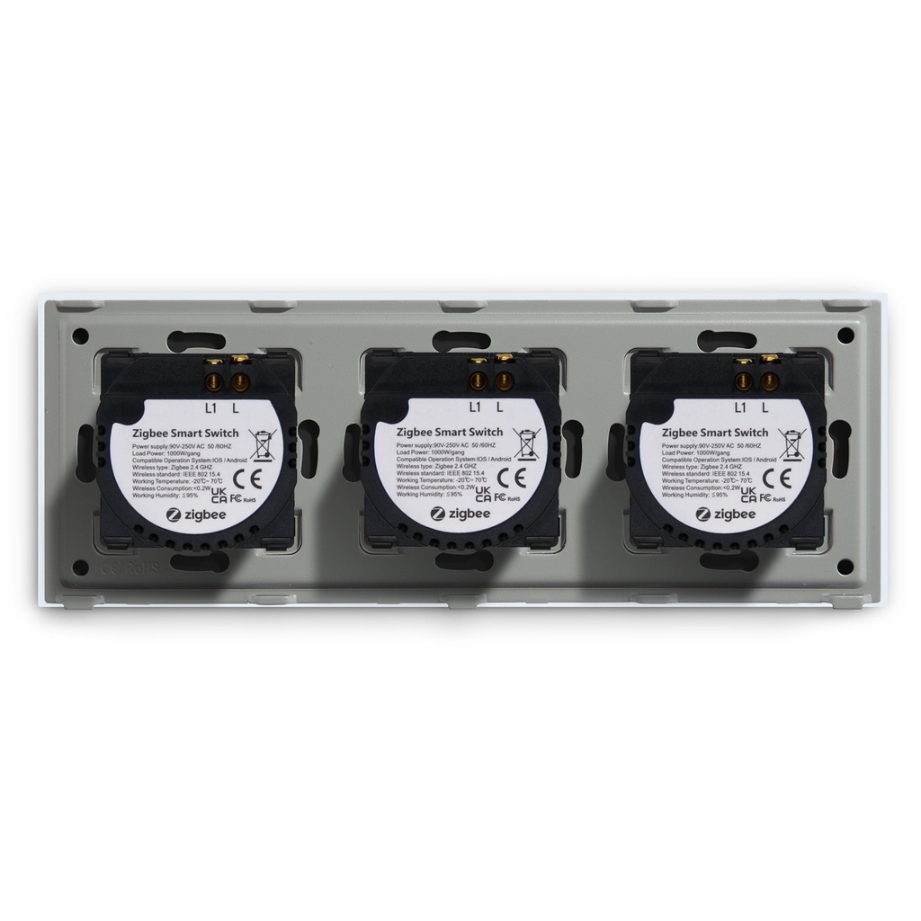 BSEED hármas Zigbee érintős villanykapcsoló, nullvezeték nélküli, 228 mm 12