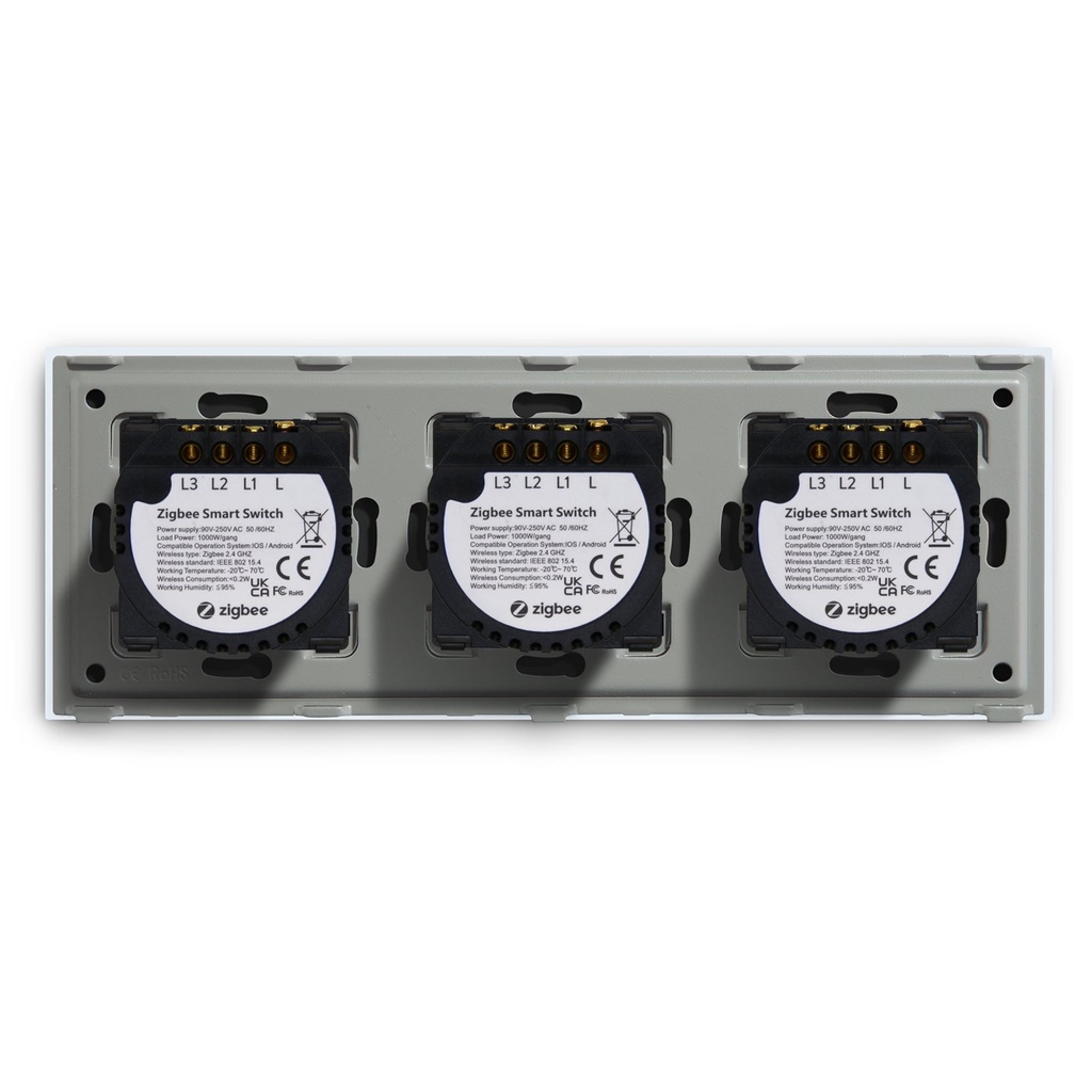 BSEED hármas Zigbee érintős villanykapcsoló, nullvezeték nélküli, 228 mm 16