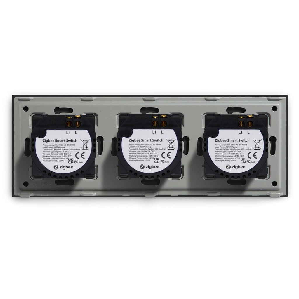 BSEED hármas Zigbee érintős villanykapcsoló, nullvezeték nélküli, 228 mm 18