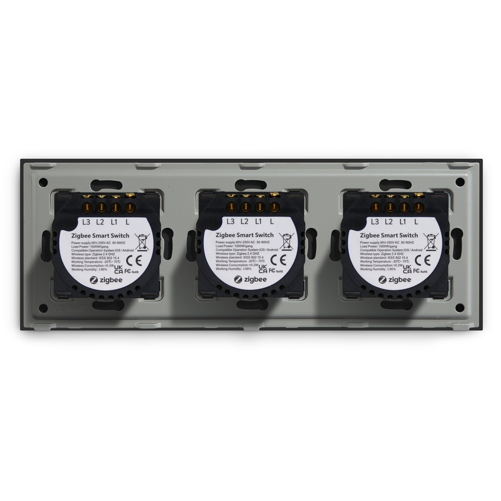 BSEED hármas Zigbee érintős villanykapcsoló, nullvezeték nélküli, 228 mm 20