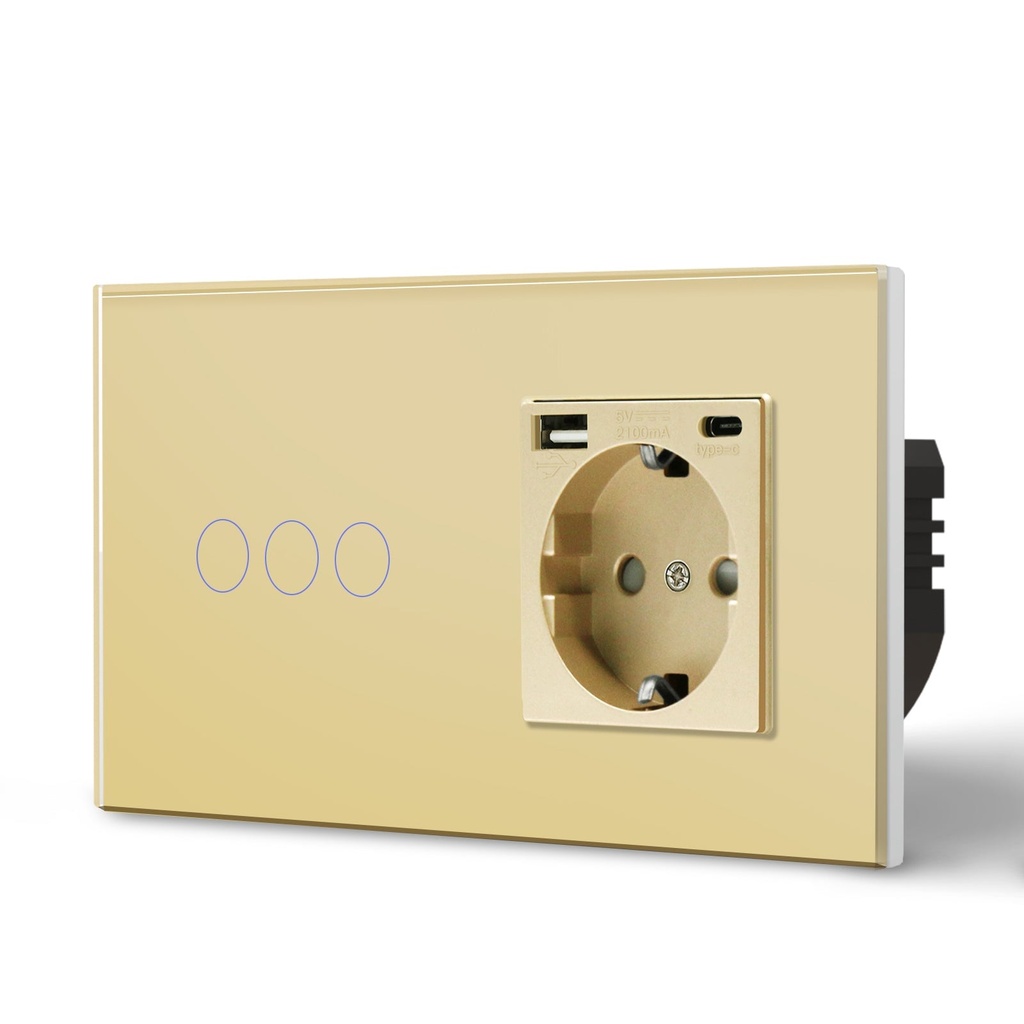 BSEED Zigbee villanykapcsoló (nullvezeték nélkül) EU konnektorral, USB-C töltővel 15