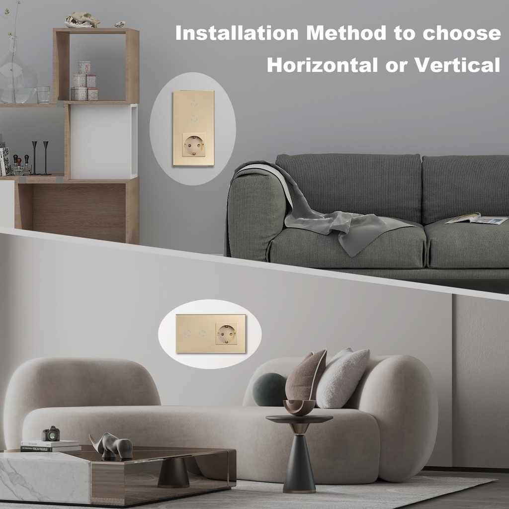 BSEED Zigbee érintős villanykapcsoló hagyományos EU konnektorral, 157 mm 12