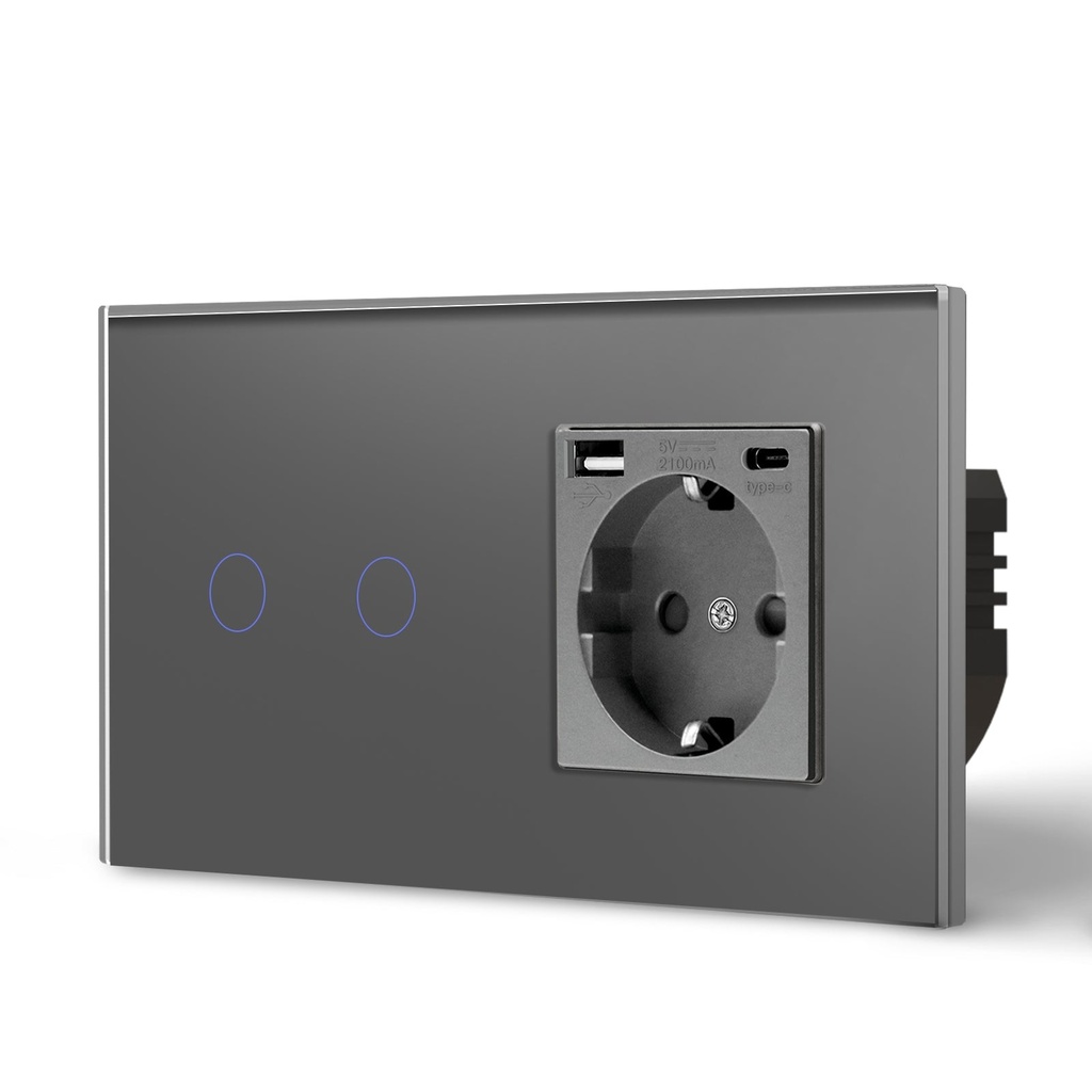 BSEED Zigbee villanykapcsoló (nullvezeték nélkül) EU konnektorral, USB-C töltővel 18