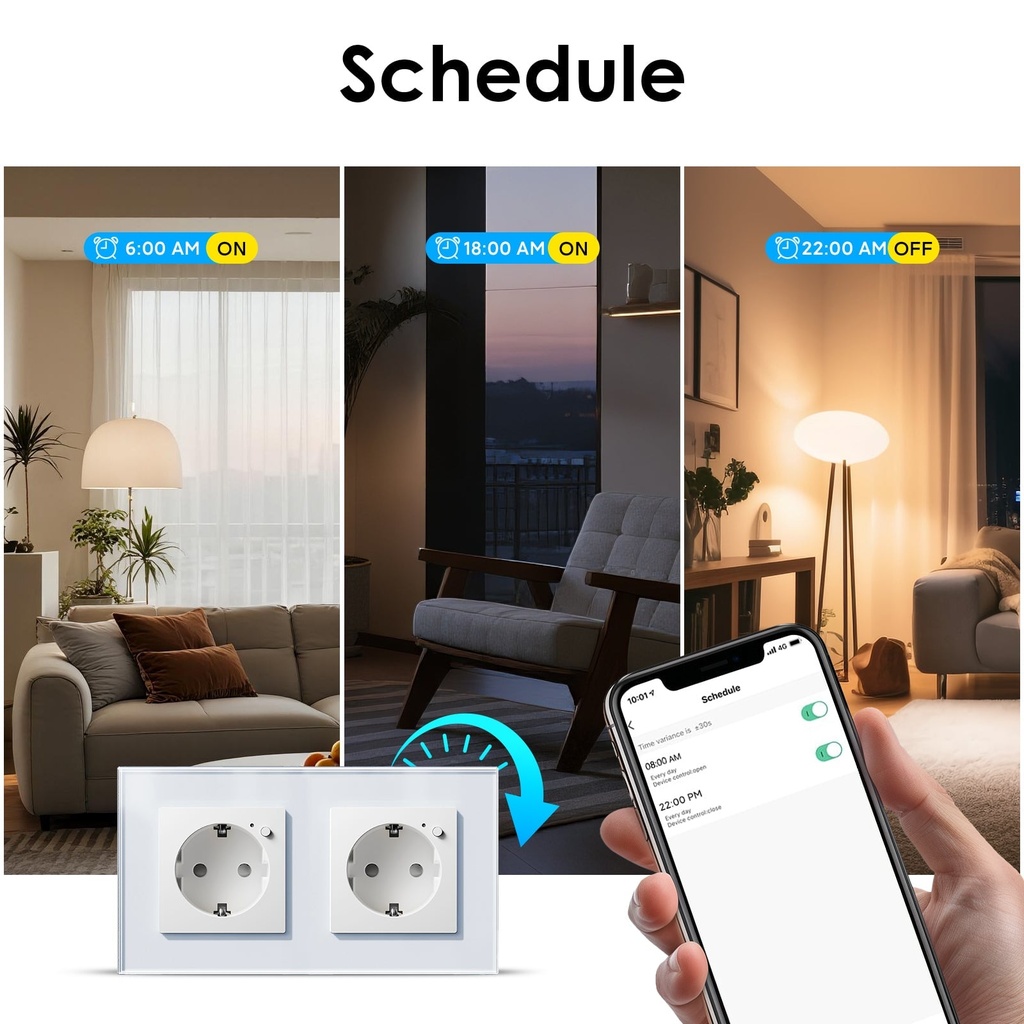 BSEED Wifi-s okos EU fali konnektor gyermekvédelemmel, 1–5 dugaljas 3