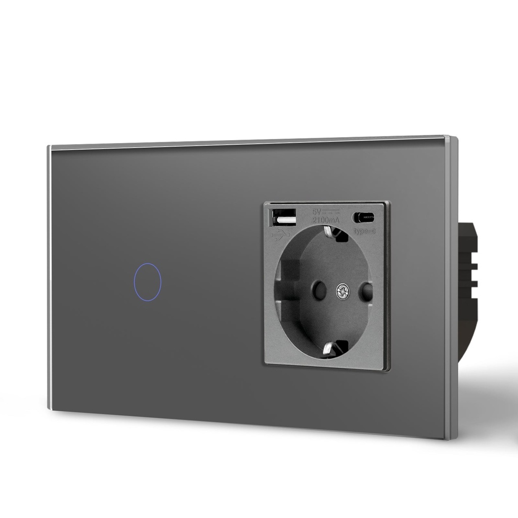 BSEED Zigbee villanykapcsoló (nullvezeték nélkül) EU konnektorral, USB-C töltővel 20