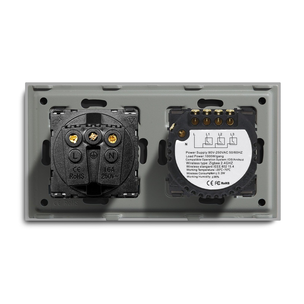 BSEED Zigbee érintős villanykapcsoló hagyományos EU konnektorral, 157 mm 18