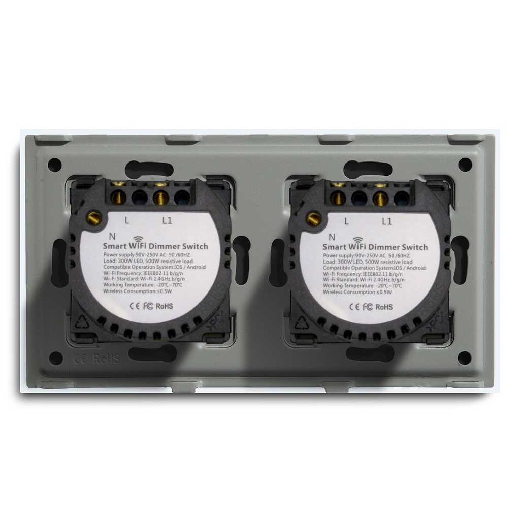 BSEED Wifi-s érintős dupla fényerő-szabályzó, 157 mm-es kristályüveg panel 12